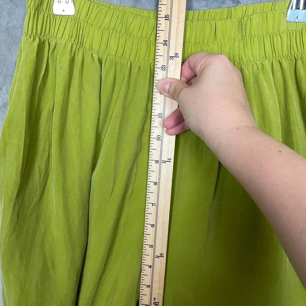 Vintage Y2K Lime Green Wide Leg Pull On Pants Lagenlook Large Loungewear Resort - Picture 5 of 9